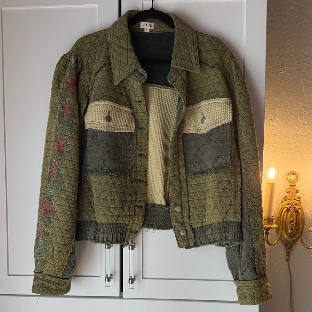 Polo by Ralph Lauren Olive Green Quilted Embroidered Women's Jacket